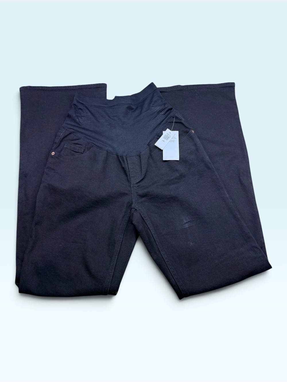 NWT Old Navy Maternity Jeans Womens Size 8 Long Black Flare Tummy Panel